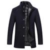 2026 Men's Woolen Stand Collar Jacket & Vest Set - Spring/Autumn Casual Solid Color Overcoat