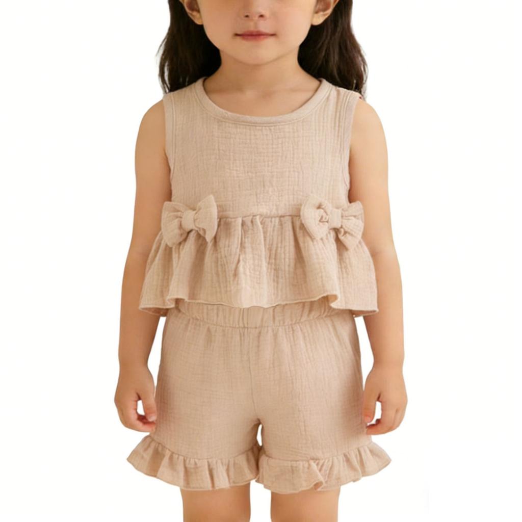 Children's Sweet Set Cute Vest Shorts Girls Sleeveless Casual Two-Piece Set