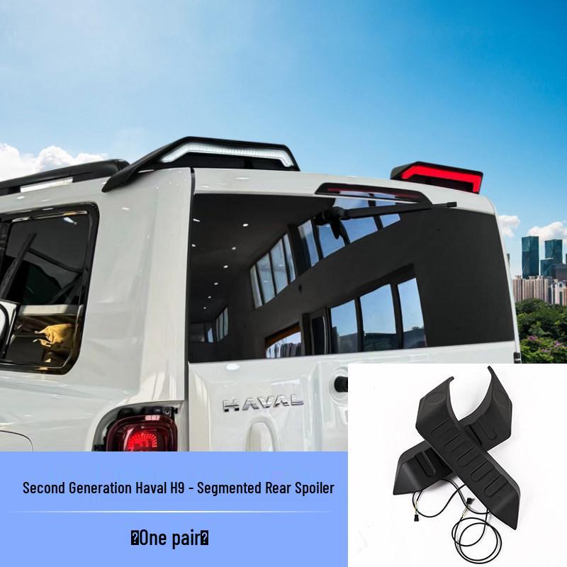 Shunyi Haval H9 Second-Gen Tailgate Spoiler with LED Lights, Split-Type Design, Flowing Light Exterior Second-gen Haval H9 - Segmented Spoiler [Pair]