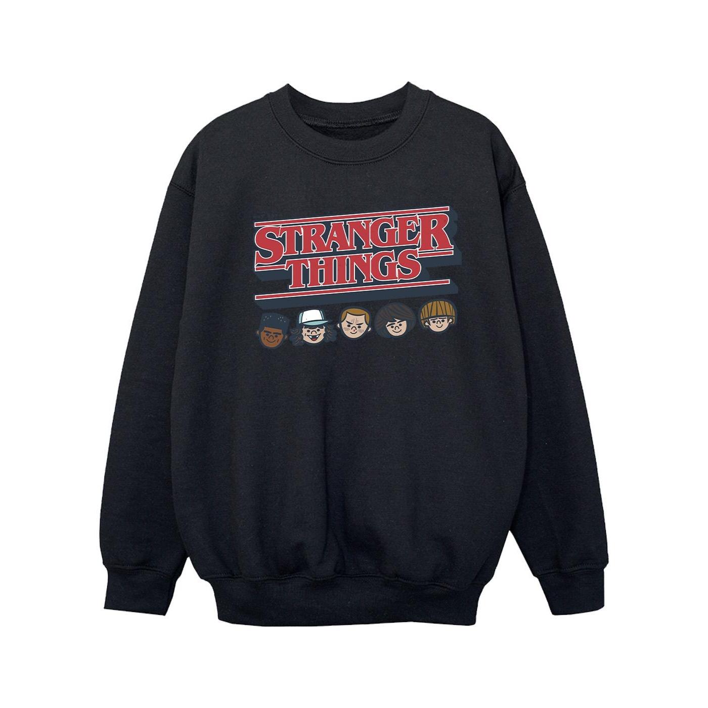 Netflix Niñas Stranger Things Caricatura Logo Sudadera 2013-12-01 00:00:00 negro