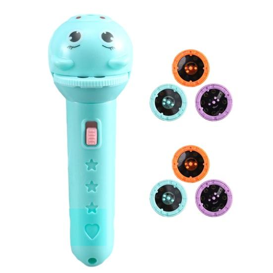 Kids Story Projector Flashlight Animal Image Projector Toy with Changeable Discs Early Learning Educational Toy for Bedtime Fun Gift for Children