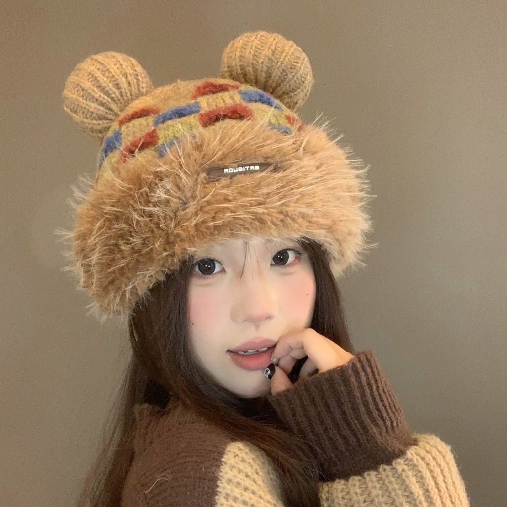 Knit Wool Hat For Women Winter Warm Beanie With Cute Ears For Snowy Days