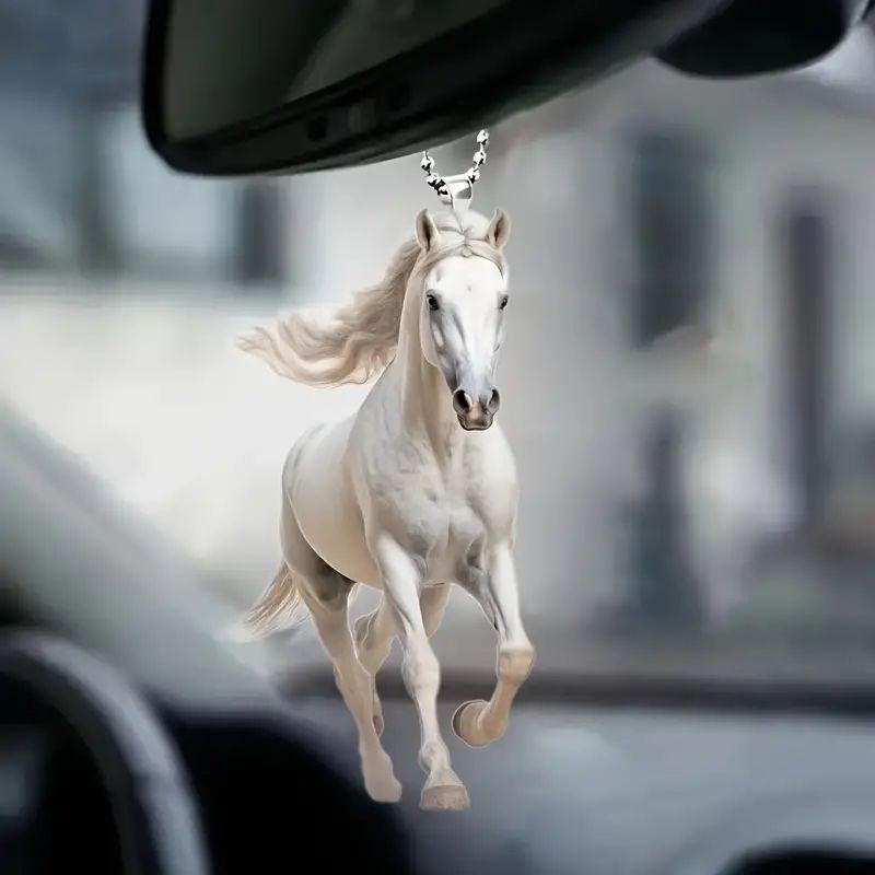 2025 New Acrylic Flat 2D White Horse Car Pendant Pendant Backpack Pendant Keychain Pendant