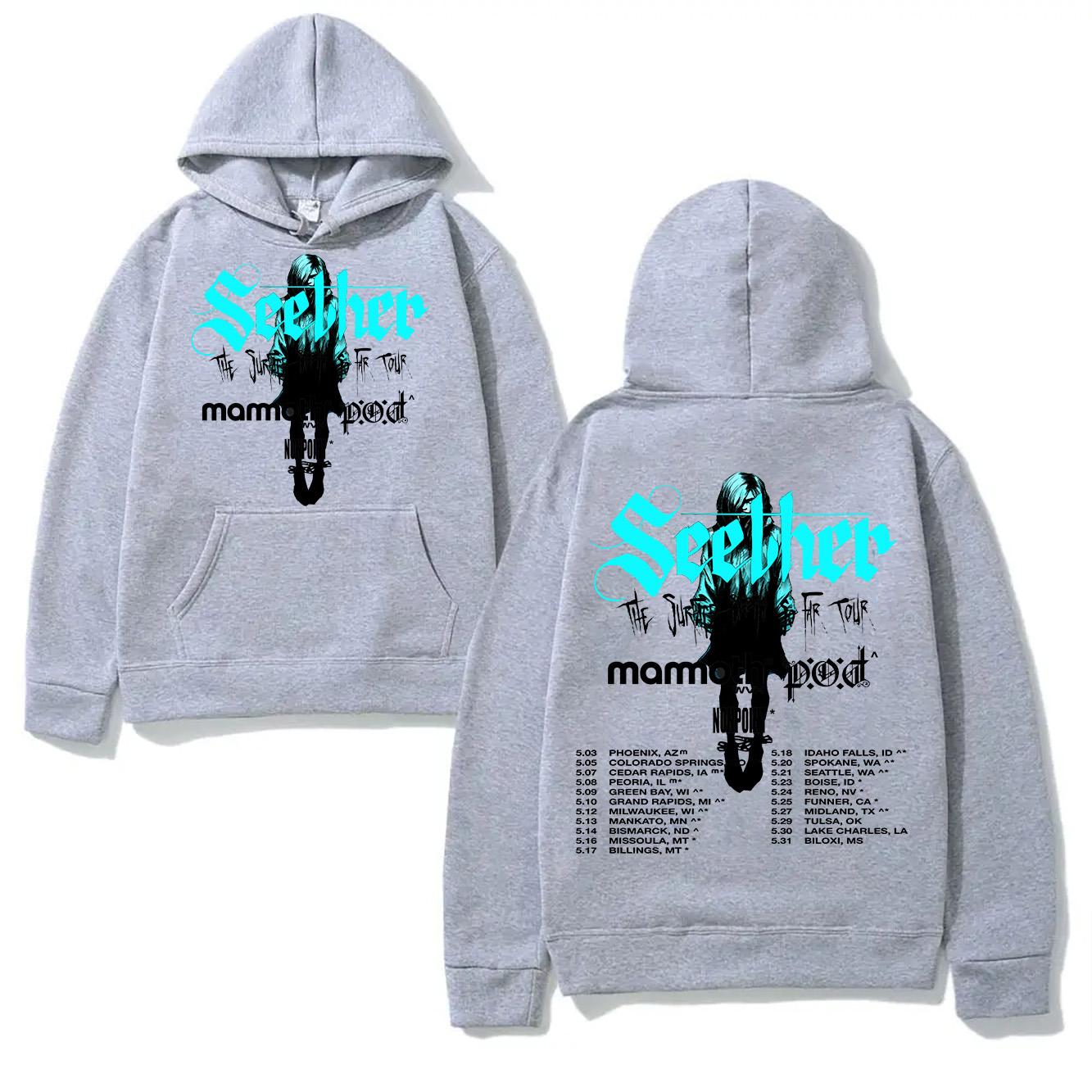 

Seether Surface Seems So Far Tour Hoodie Seether Rock Sweatshirt Heavy Metal Funko Pullover Unisex Loose Streetwear 3XL