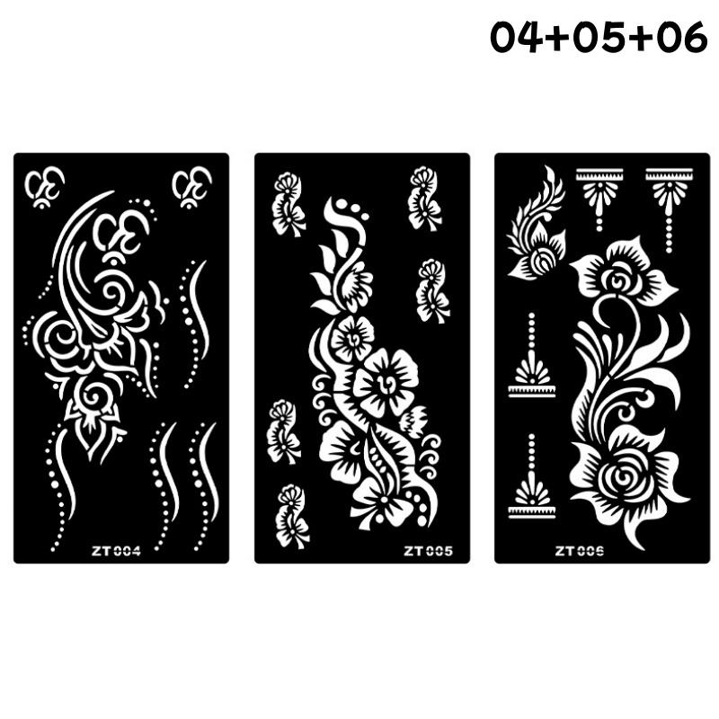 

6styles Tattoo Stencil Set Reusable Indian Henna Pattern Tattoo Templates Kit for Creative Body Art Parties Special Occasions