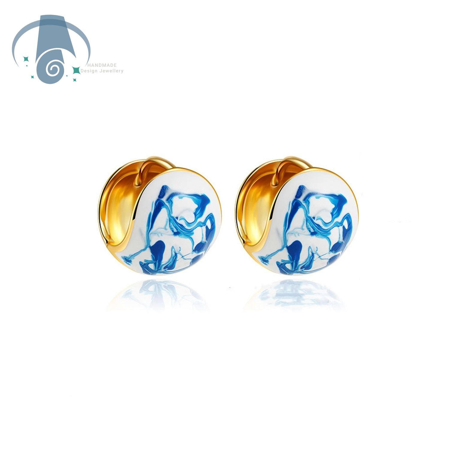 Blau-Weißes Porzellanring Chinesischer Stil Keramikschmuck Wasserwellen Öl-Tropfring Mode Antik Vintage Geschenk für Frauen Männer white