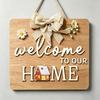 Floral Pattern Wooden Door Sign 2D Flat Hanging Wooden Board Round Doorplate  Holiday Decorating