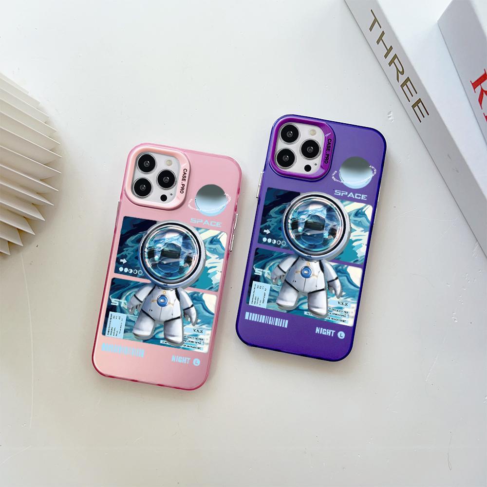 جراب هاتف مزدوج الجوانب مقاوم للصدمات ومضاد للسقوط بنمط مطلي بلون فضي ملون لهاتف OnePlus OPPO Reno Realme