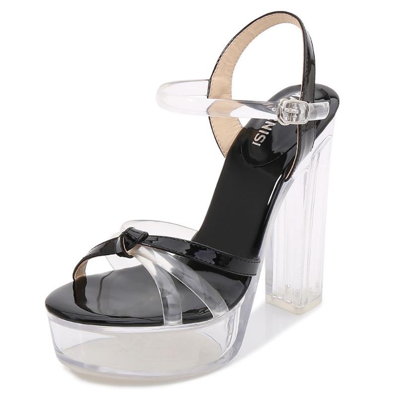 Origin Source Fashion hipster creative new transparent crystal waterproof table high-heeled sandals