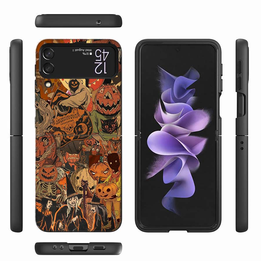 

Halloween Fall Art Witch Cat Phone Case For Samsung Z Flip 6 7 5G Z Flip 5 Galaxy Z Flip 3 4 5G ZFlip Shockproof Hard Cover TPU Galaxy Z Flip