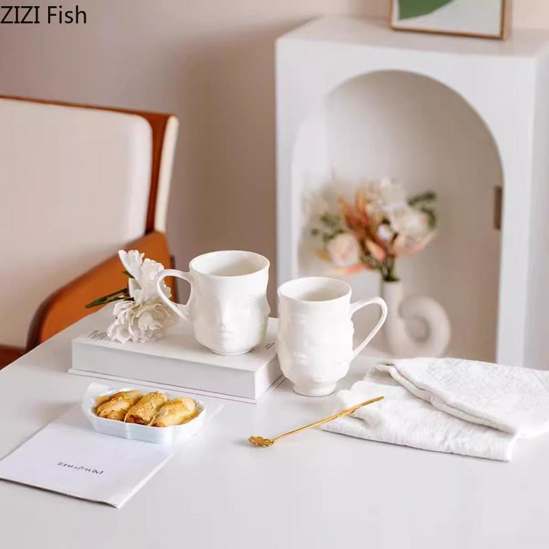 Abstract Human Face Ceramic Mugs Creative Cup Dining Table Coffee Mug Milk Cups Afternoon Tea Teacup Fruits Juice Container
