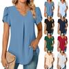 Damska Codzienna Modna Bluzka z Dekoltem V i Krótkim Rękawem