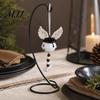 Outdoor Halloween Decoration Jingle Bell Ornament, Gothic Bull Skull/Angel Wings Hanging for Tree, Party Home Decor Decorative