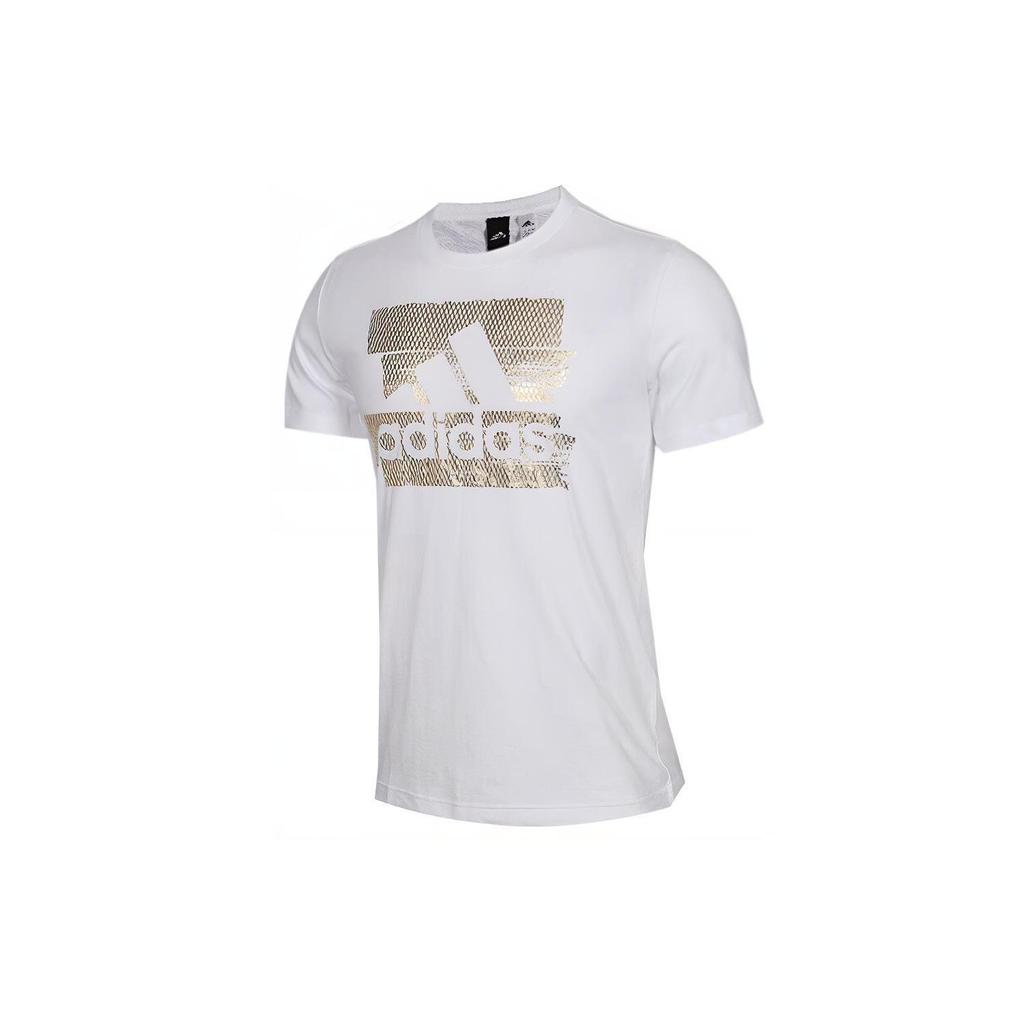 Adidas T Shirts Men's White Crew Neck Moderate Straight Fit DV3081
