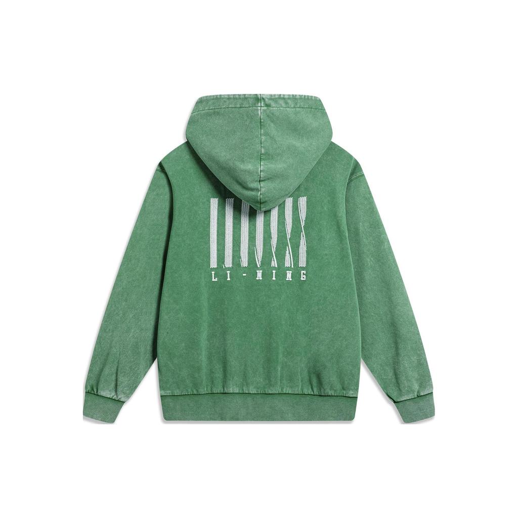 Li Ning Sports Lifestyle Series Letter Print Hooded Sweatshirt Unisex Sweatshirt Cool-Pine-Green AWDT383-1