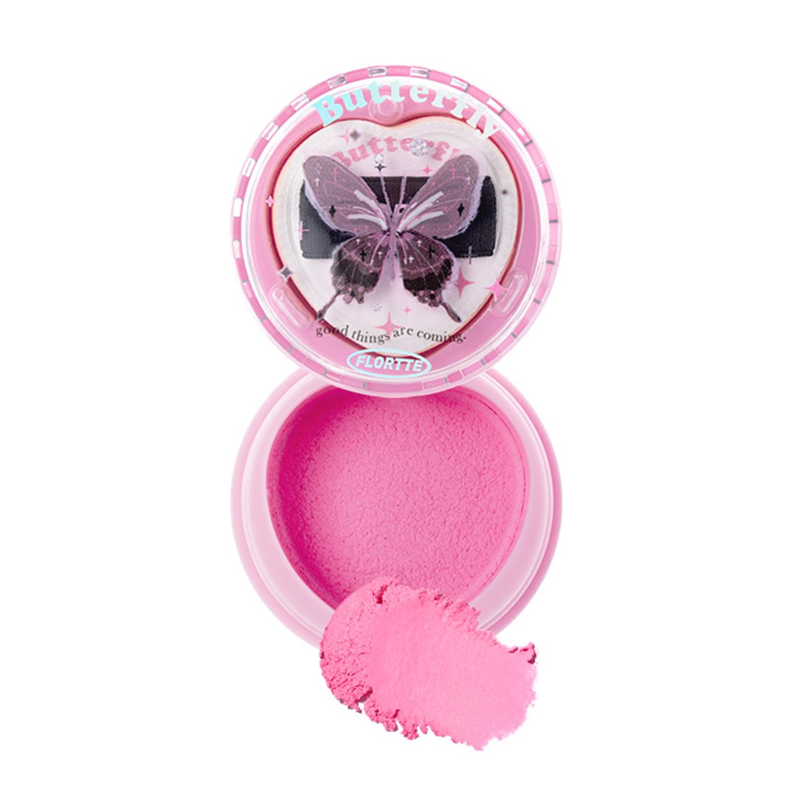 Flortte Cheek Blush, 10 Colors, Natural Glow, Cream Blush with Puff, Powder Blush, Sheer, High Color Payoff, Chinese Cosmetics, Popular Gift (03#)