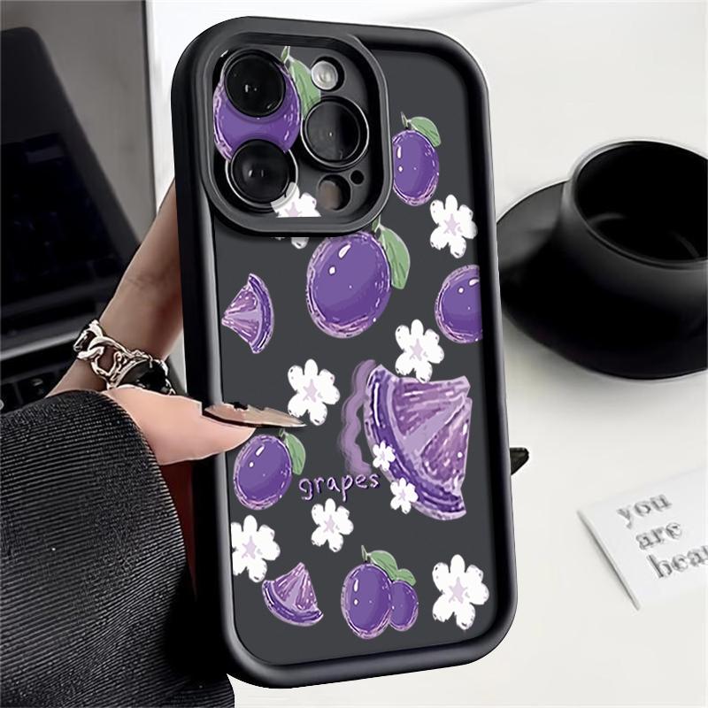 For iPhone 16 Pro Max Fruit Print Phone Case For iPhone 16e 15 14 13 12 Pro Max Plus 11 XR XS Flower Print Phone Case TPU Soft Shockproof Case Cover