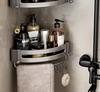 Gunmetal No-Drill Triangular Bathroom Shelf - Space Aluminum Corner Storage Basket