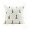 Plush Embroidered Christmas Tree Pillow Cover Winter Decorative Throw Cushion Case Living Room Sofa