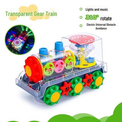 Transparent Rotating Locomotive with Colorful Lights and Music - Children's Birthday Gift
