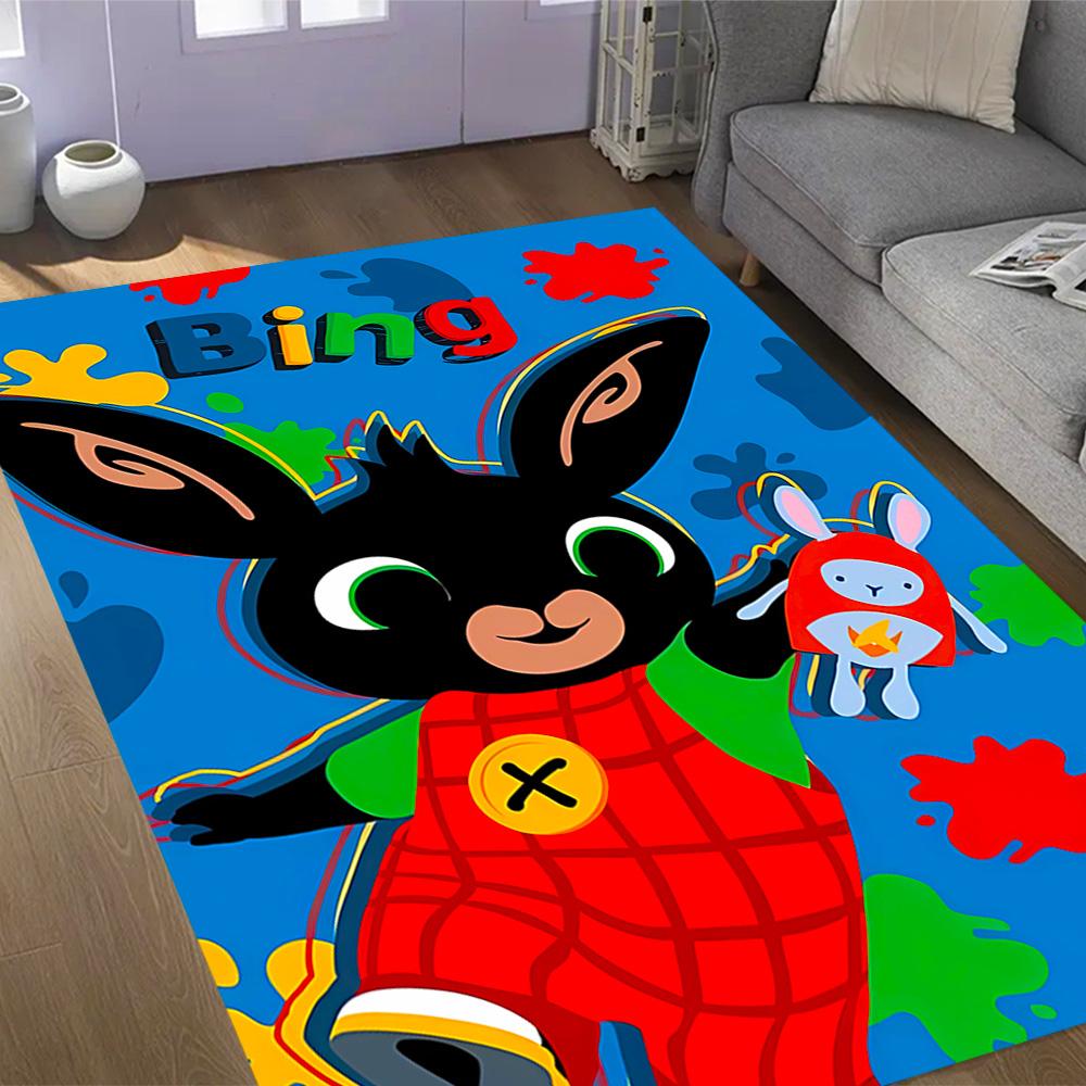 Bing's Colorful Adventure Themed Anti-Slip Rugs - Polyester Home Decor, Suitable for Bedrooms, Living Rooms, Doorways, Studios, and Decorations