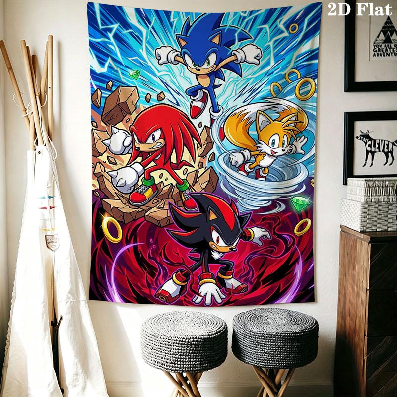 Hedgehog Sonic Boost Wall Hanging Printed Fabric Blanket Decorative Tapestries for Bedroom Living Room Home Decor
