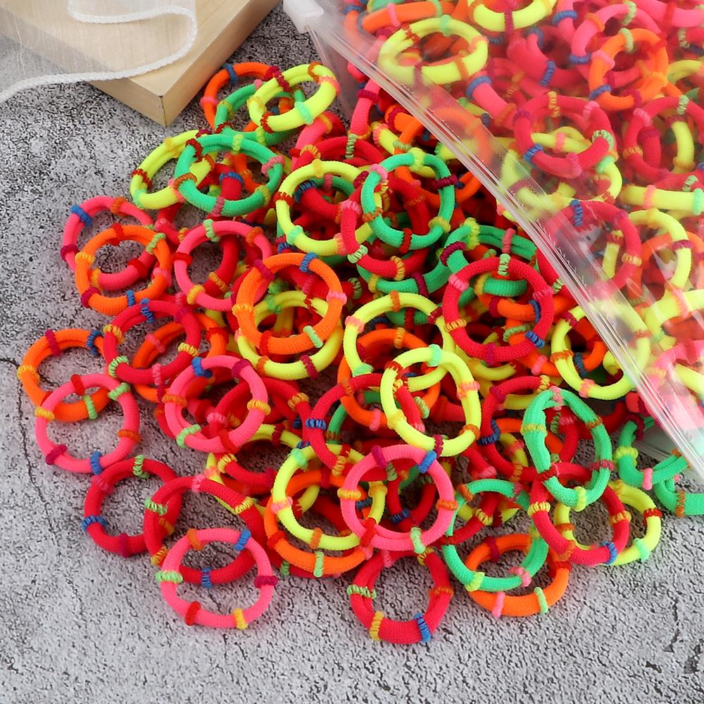 100PCS 3cm Mixed Colors Hair Bands For Kids Elastic Headband Baby Girl Headwear Scrunchies Hair Accessories Gift Ponytail Holder
