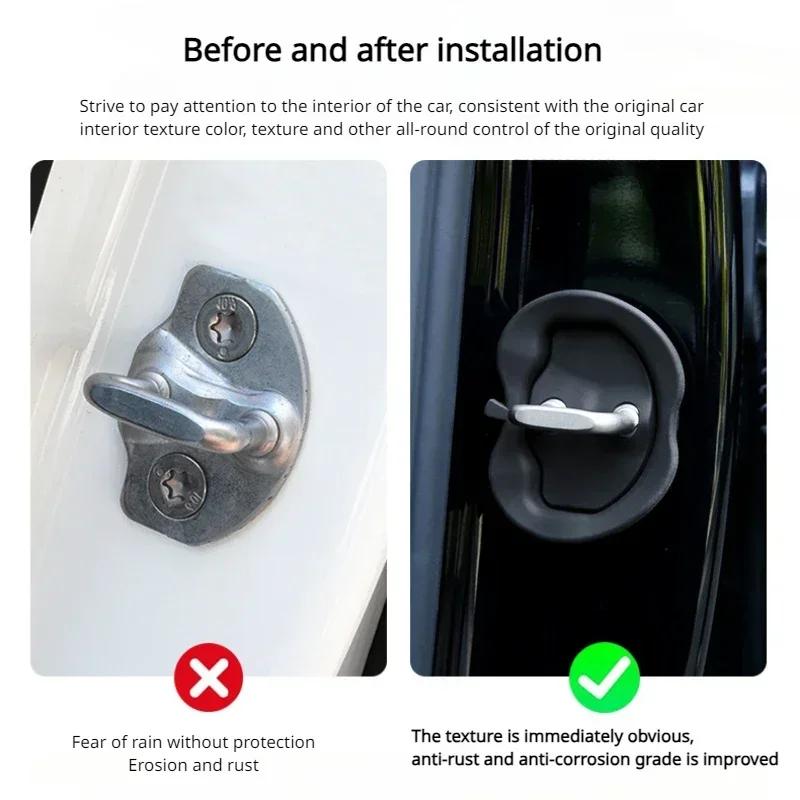 For Tesla New Model3 Highland 2024 Car Door Shock Absorber Flexible Car Door Lock Protector Silicone Car Door Lock Latches Cover