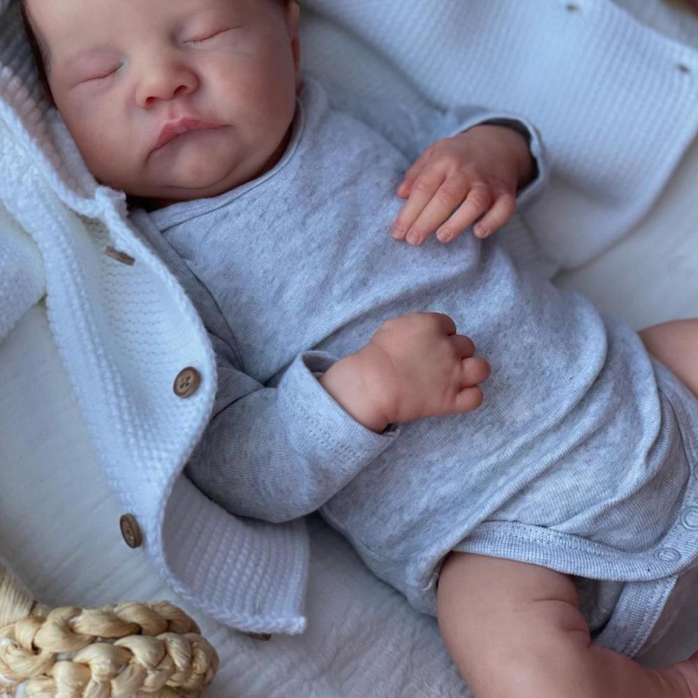 BZDOLL 19 Inch 3D Skin with Visible Veins 48cm Soft Vinyl Reborn Levi Asleep Baby Doll Toy For Girl Cloth Body Kid Dress Up