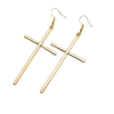 2022 European & American Creative Punk Long Cross Textured Earrings