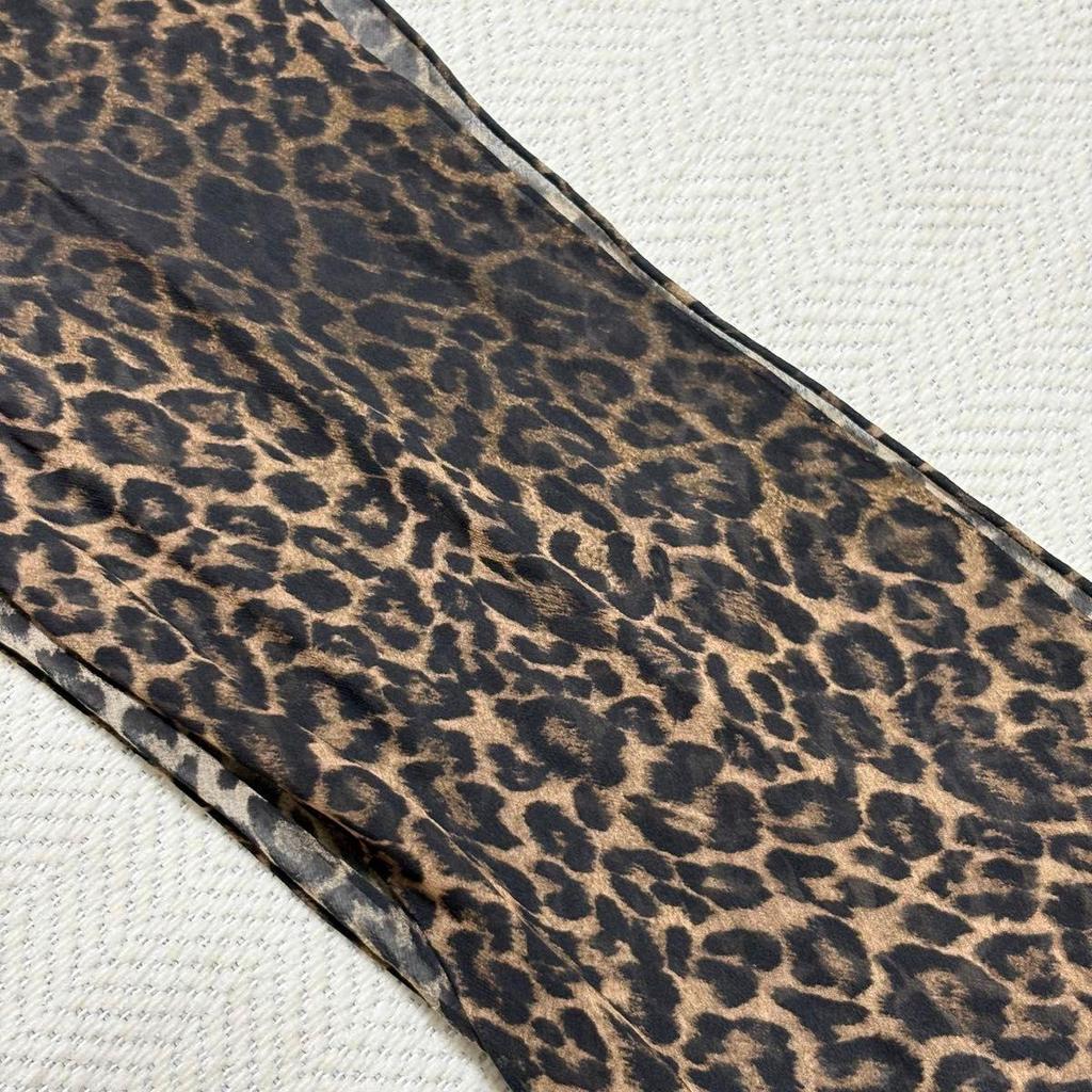 Used [Rare] SAINT LAURENT Hedi Era Leopard Silk Scarf Stole