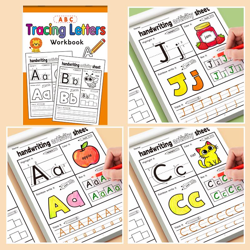 2 Books/set of 26-letter and Number Practice Books, Each with 32 Pages, Number Copybook, Letter Tracing Book