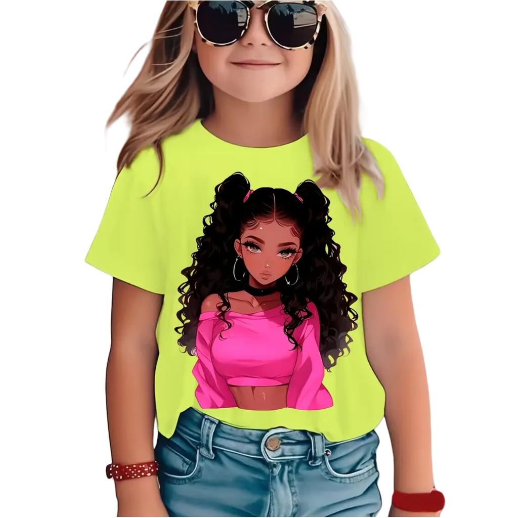 Colorful Child T-Shirt Summer Short Sleeve T-Shirts for Girls Tops Fashion Little Girl Clothes Casual O-Neck Boy Child Tee Shirt
