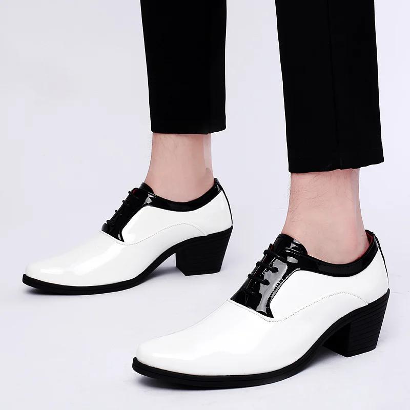 Zapatos de Vestir Clásicos con Purpurina de Cuero para Hombre 2024 Zapatos de Moda Rojos Espejo de Lujo Zapatos de Tacón para Aumentar la Altura para Hombre Calzado para Hombre