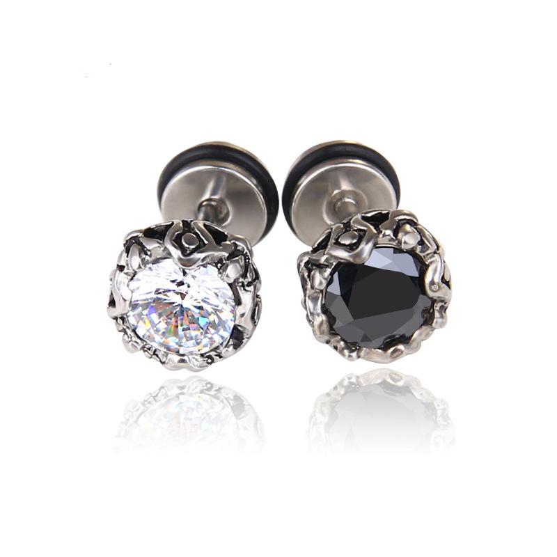 

Simple Fashion Style Personality Unisex Hipster Retro Zirconia Earrings 1pair чорний
