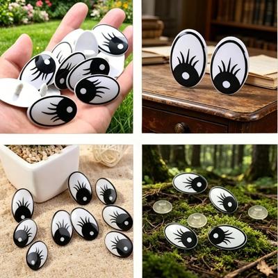 100pcs Cartoon Eyes with Eyelashes Oval Plastic Doll Eyes for Crochet Stuffed Animal Plush Toy Puppet DIY Craft Accessories