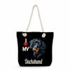 Sausage dog print thick rope single-shoulder beach bag 7274 CLE
