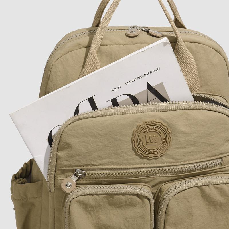 Fashion Woman Backpack Waterproof Nylon Soft Handle Solid Multi-pocket Travel Zipper Feminina School Bags Laptop Backpack