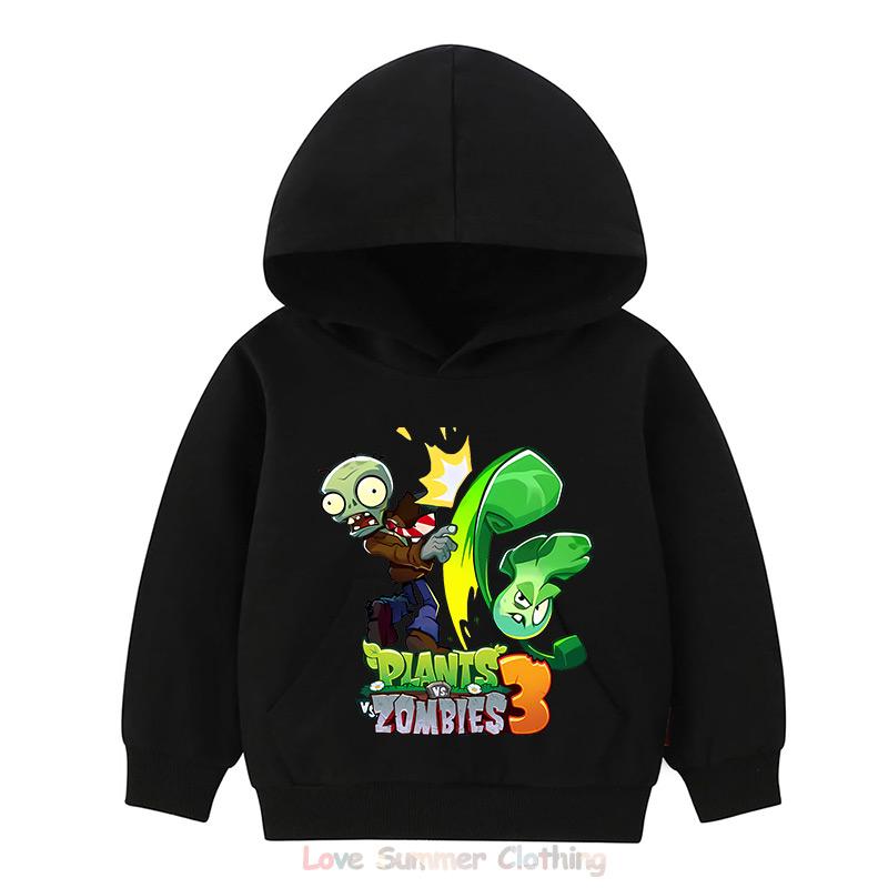 Boys Hoodie Age 4-14 Plants HD Print Zombies Thin Girls Pullover Girls Casual Wear Fall Hoodie Long Sleeve Polyester New Arrivals 2025