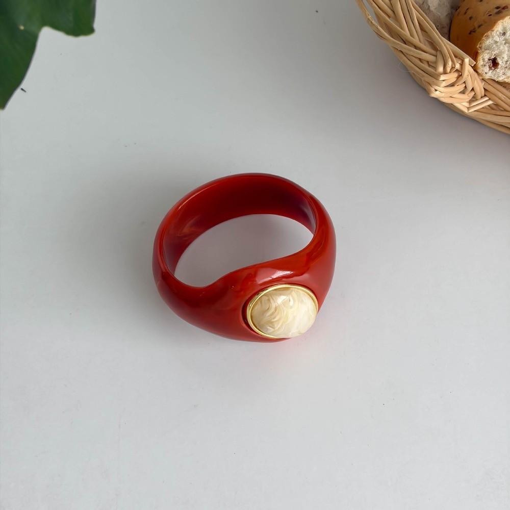 Stone Inlay Wide Bangle Oval Chunky Bracelet New Irregular Resin Bracelet  Gifts