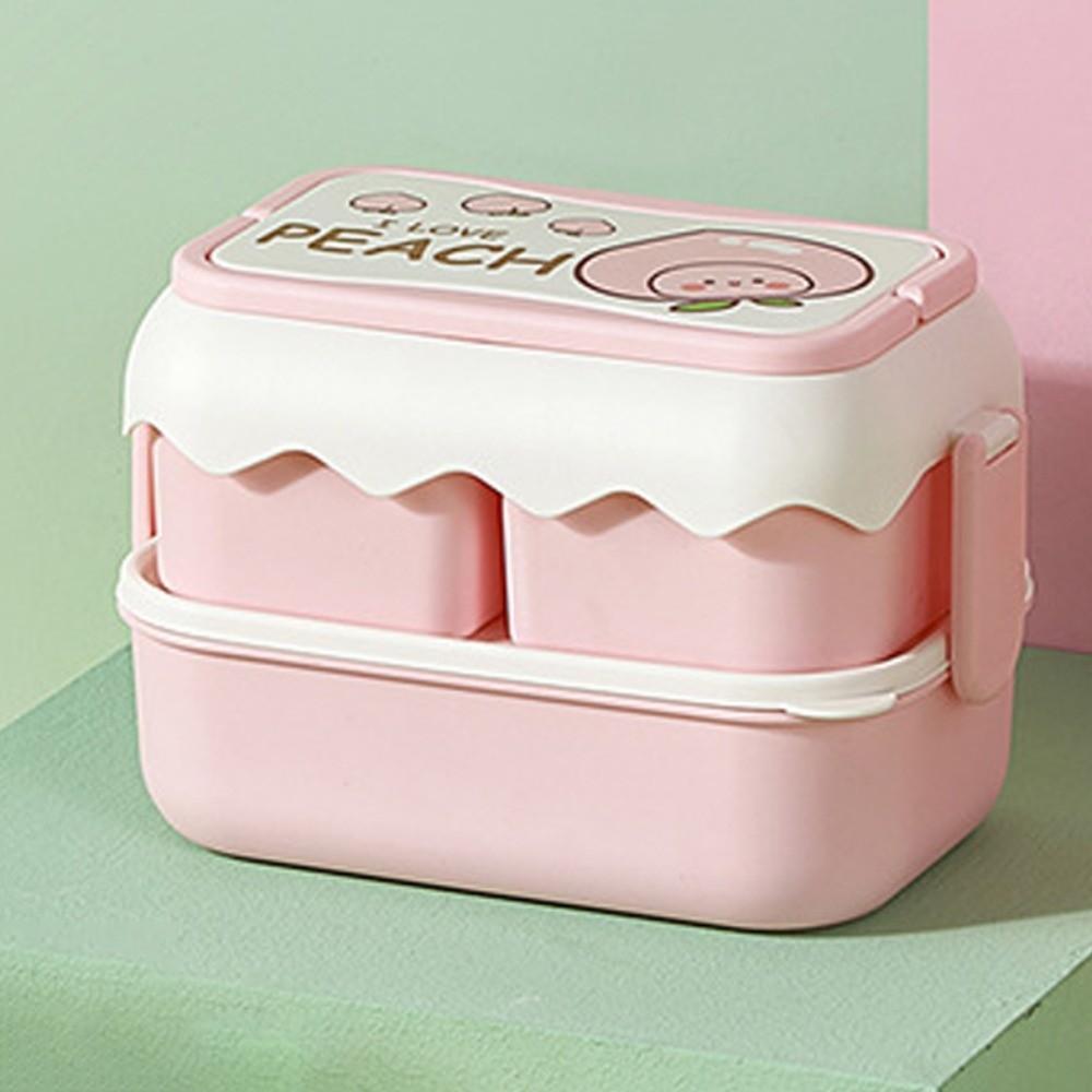 Double Layered Cartoon Lunch Box Drop-proof Compartment Lunch Box Plastic Lunch Box  Canteen