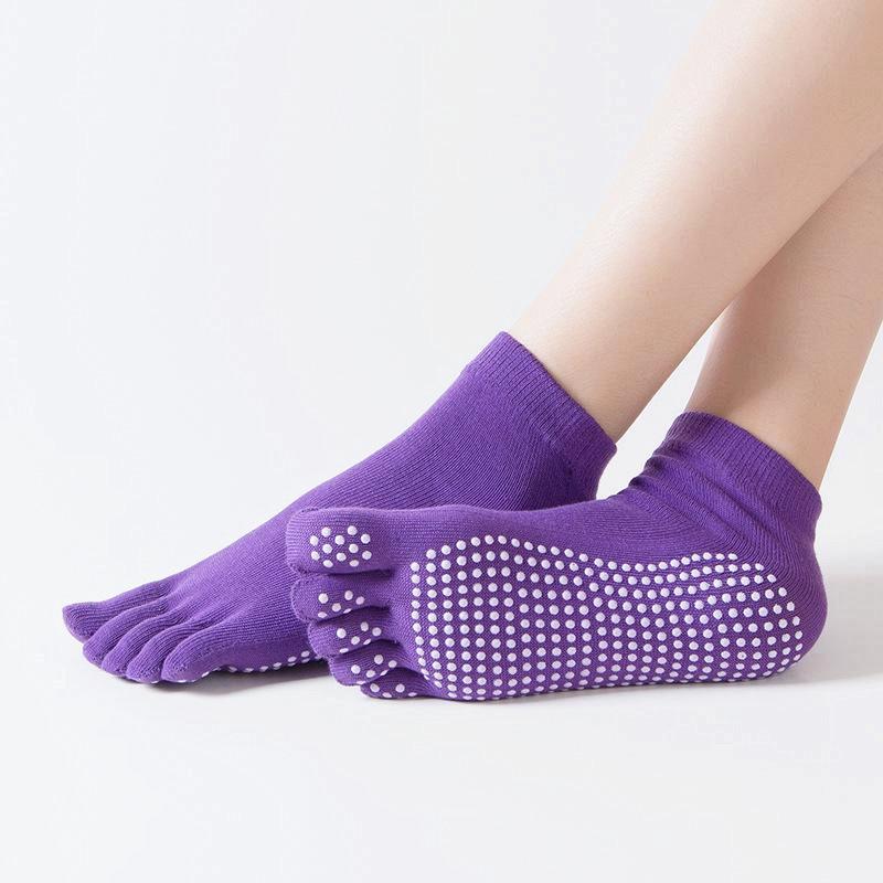 Chaussettes De Yoga Antidérapantes Pour Femme - Avec Picots Silicone, Séparateur D'orteils, Coton Respirant