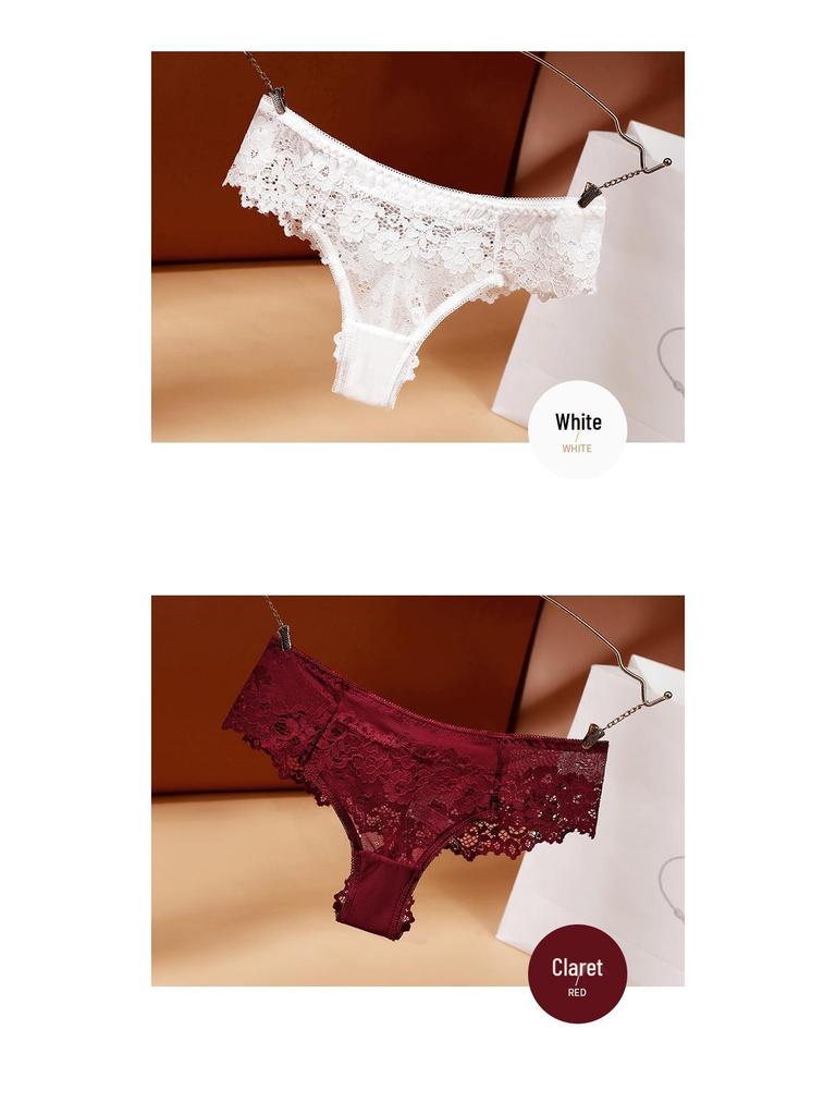 European & American Plus Size Seamless Lace Thongs - Sexy, Transparent, Hollow Design for Women