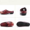 Johnature Ethnic Style Printed Genuine Leather Outdoor Slides Women Versatile Handmade Low Heeled Slippers