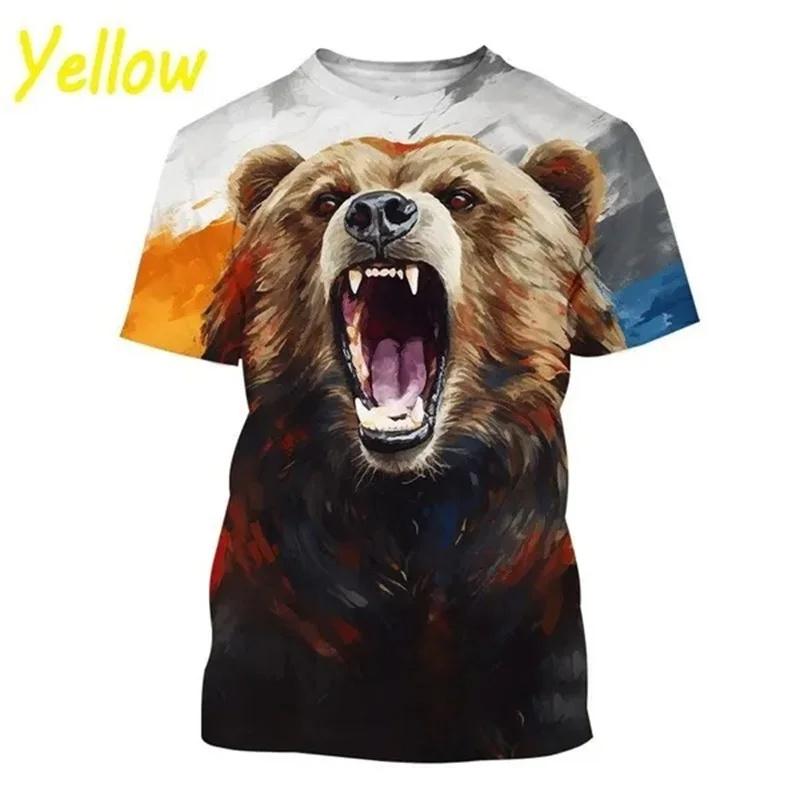 3D Printed Cool Bear T-Shirt For Men Animal Pattern Tees Summer Casual