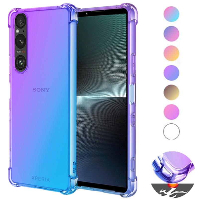 Gradient Silicone TPU Case for Sony Xperia 1 VI 10 V 5 IV III Protective Cover Shockproof Transparent Fundas Coque Capa