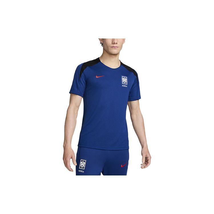 Nike Korea Strike Color Block Crew Neck Casual Short Sleeve Football Shirt Men tops Blue FJ2931-418 L