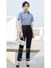 Damen Rosa V-Ausschnitt Bambusfaser Stretch Shirt - Gestickte Formelle Kleidung für Büro, Verkauf und Hotel Rezeption