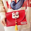 Cross Body PU Leather Red Envelope Tassel Lion Dance New Year Money Envelope  Celebration Party