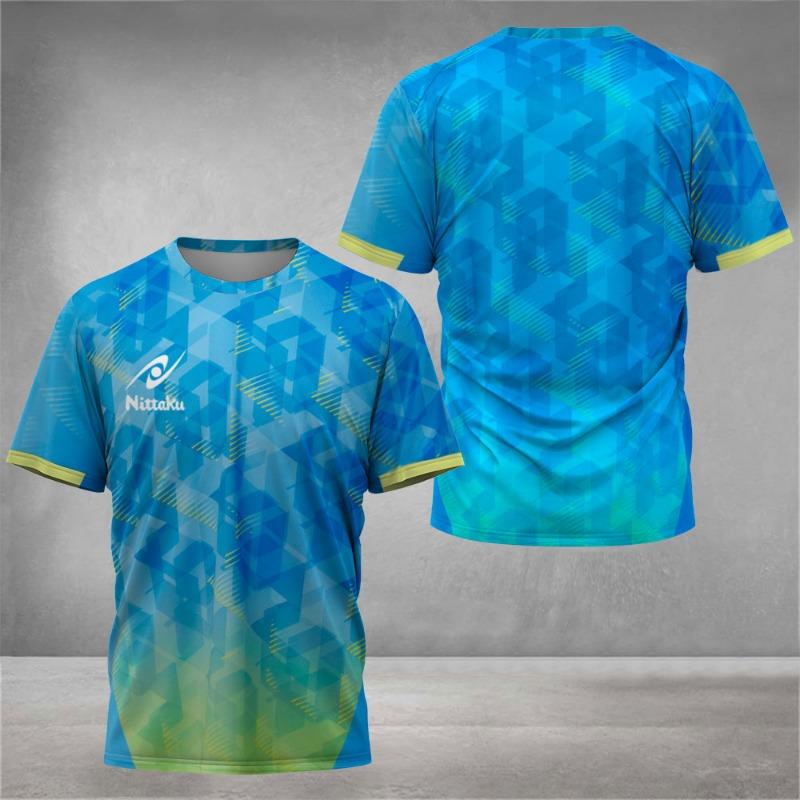 Men's Table Tennis T-shirt with Digital Handsome Print, Men's Summer Sports Table Tennis T-shirt, Training Quick Drying T-shirt,
